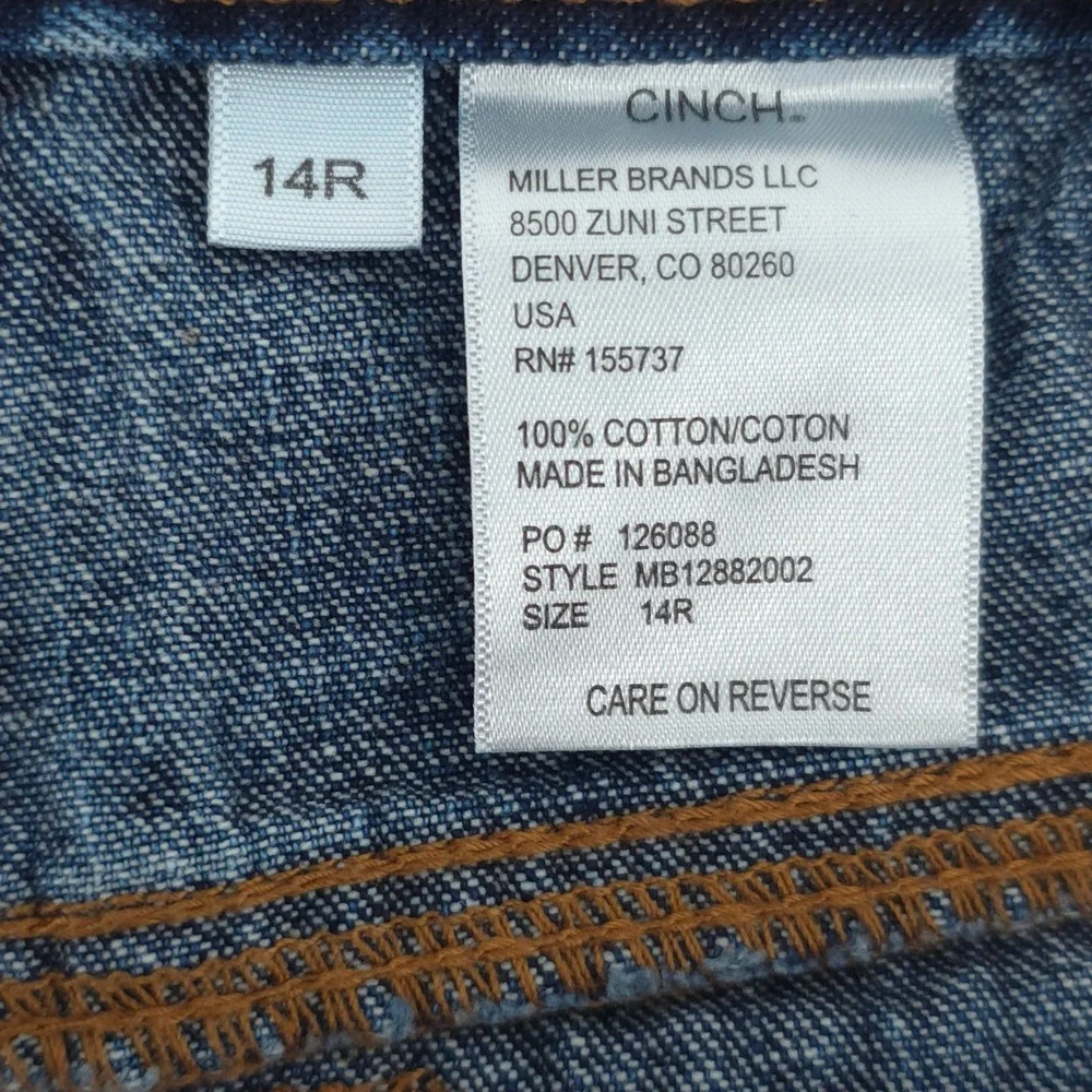 Cinch Boys Jeans MB12882002 14R Blue Medium Wash Western Cowboy Denim